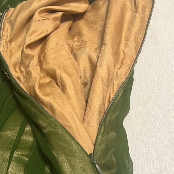 Adrianna Papell Evening Green Beaded Chiffon Cocktail Dress Elegant Embellishe S - Picture 5 of 12